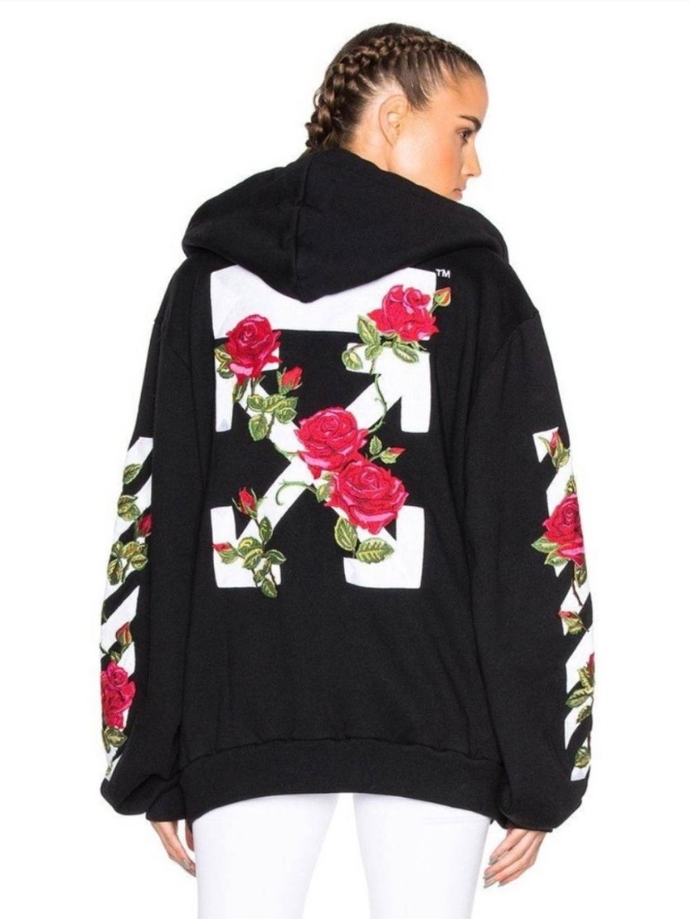 Authentic Size M Off-White Roses Hoodie 'Black/Multicolor'